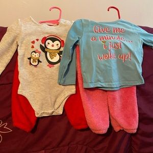 Two long sleeve and fleece pants outfits